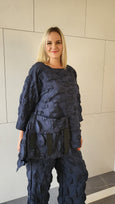 Heydari bubble Pocket Top with Tape detail in Navy