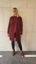 Liverpool Open Front Cardigan in Deep Red Velvet