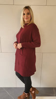 Liverpool Open Front Cardigan in Deep Red Velvet