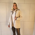 Verpass Pleather Trimmed Boiled Wool Jacket in Off-White