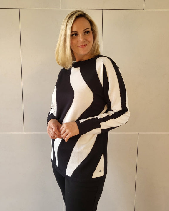 Verpass Black & White Swirl Jacquard Sweater