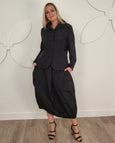 Toni T. Iridescent Taffeta Balloon Skirt w. Jersey waistband in Black