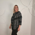 Joseph Ribkoff Abstract Print 3/4 Sleeve Knit Tunic in Black/White