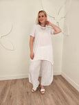 Luukaa Short Sleeve Crinkle Jersey Tunic with Scoopneck and Gathered Hem