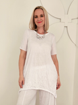 Luukaa Short Sleeve Crinkle Jersey Tunic with Scoopneck and Gathered Hem