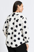 Foxcroft Mary Polka Dot Poplin Long Sleeve Shirt in Blk/Wht