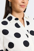 Foxcroft Mary Polka Dot Poplin Long Sleeve Shirt in Blk/Wht