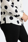 Foxcroft Mary Polka Dot Poplin Long Sleeve Shirt in Blk/Wht