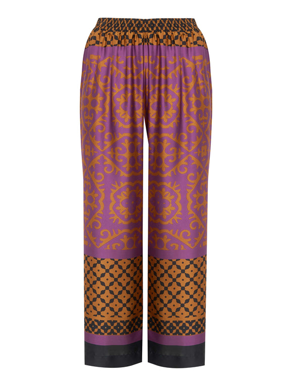 Mat border Print Pull-On Pant in Purple