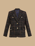 Marina Rinaldi Chantal Chanel Style Fringed Tweed Jacket in Black Multi