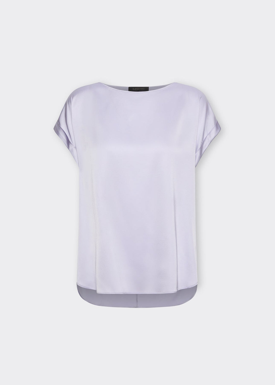 front view of plus size Elena Miro Stretch Satin Seamless Top in Lilac