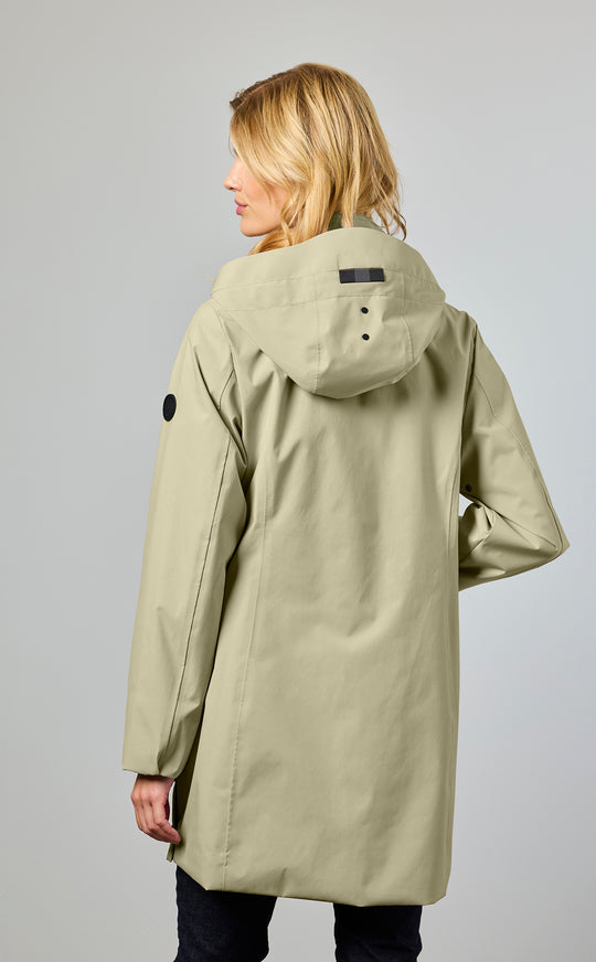 Junge Noabelle jacket with Zip and Snap Closure and contrast trim in Stone