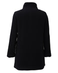 Junge Zip Front A-Line Wool Blend Topper with Stand Collar in Navy