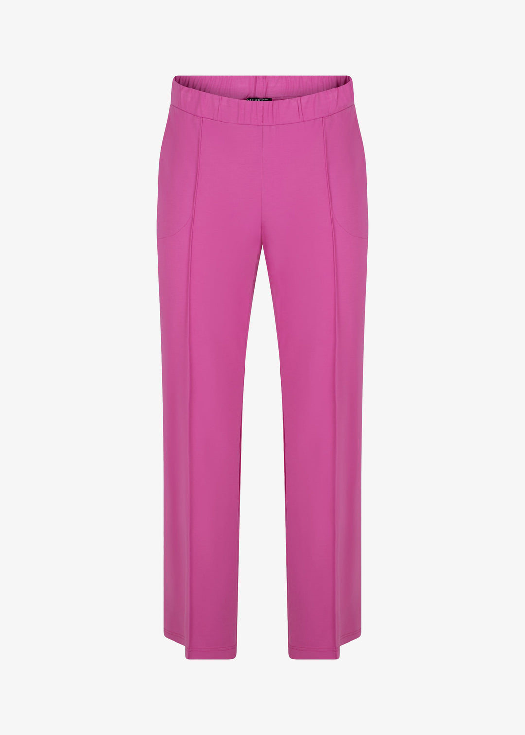 front view of Verpass plus size Wide Leg Stretch Pull On Pant in Fuchsia