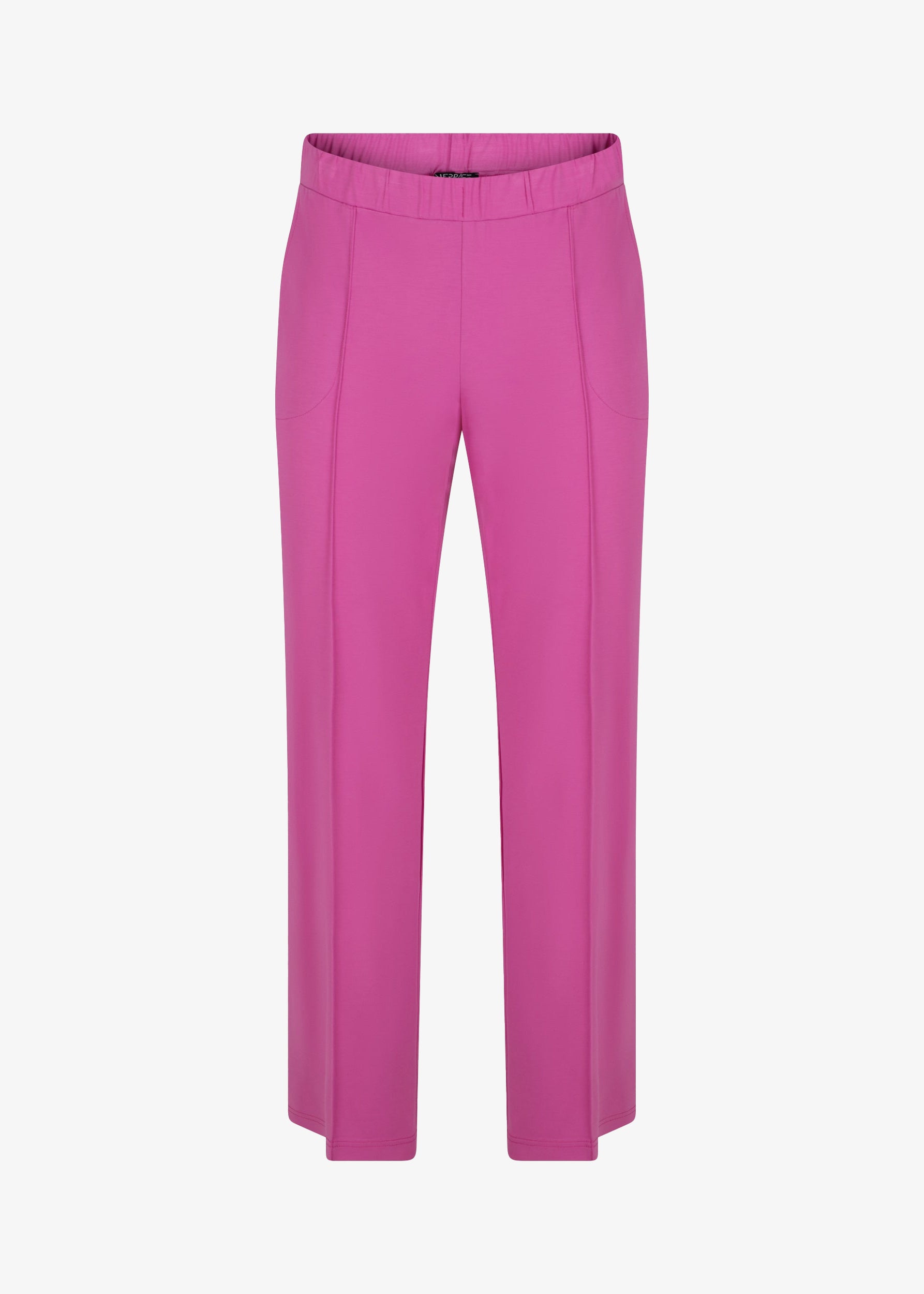 front view of Verpass plus size Wide Leg Stretch Pull On Pant in Fuchsia