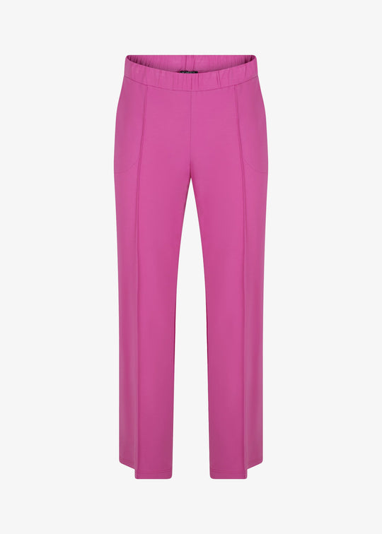 front view of Verpass plus size Wide Leg Stretch Pull On Pant in Fuchsia