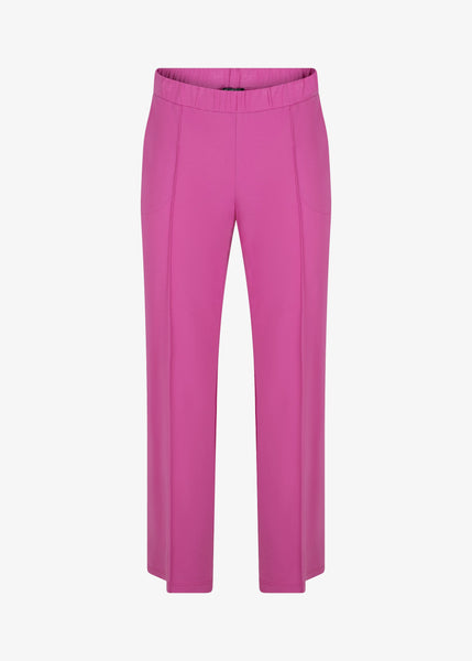 front view of Verpass plus size Wide Leg Stretch Pull On Pant in Fuchsia