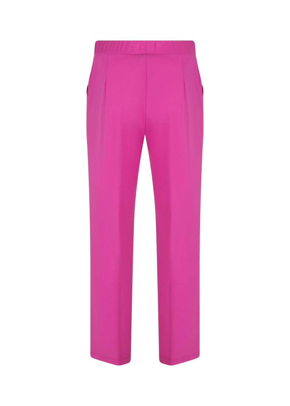 back view of Verpass plus size Wide Leg Stretch Pull On Pant in Fuchsia