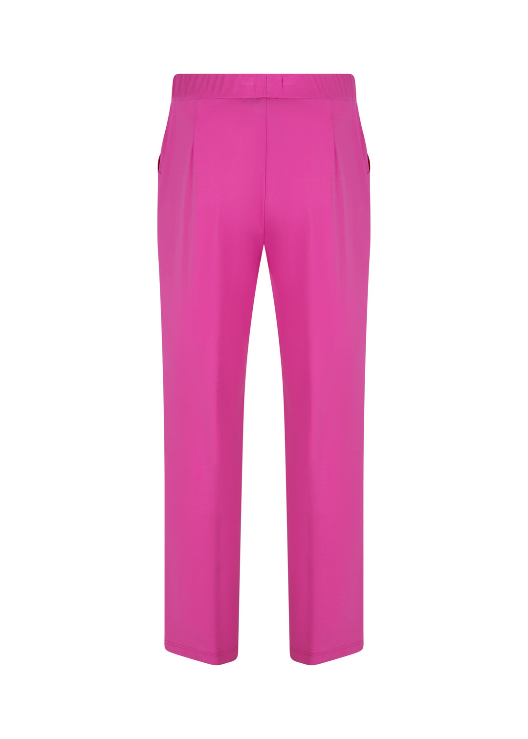 back view of Verpass plus size Wide Leg Stretch Pull On Pant in Fuchsia