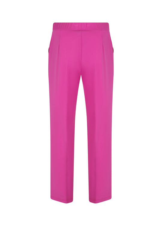 back view of Verpass plus size Wide Leg Stretch Pull On Pant in Fuchsia