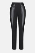 Joseph Ribkoff Ponte & Faux Leather Slim Pant in Black