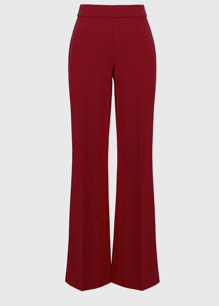 front view of plus size Joseph Ribkoff Scuba Crepe Wide Leg PO Pant in Merlot
