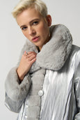 Joseph Ribkoff Faux Fur Reversible Puffer in Silver