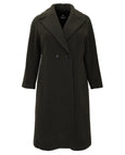 Junge Wool Blend Reefer Coat with Notch Collar and Raglan Sleeve in Green
