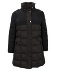 Junge Two Tone Down Coat with Detachable Hood and Back Zip in Green/Blk