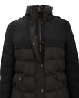 Junge Two Tone Down Coat with Detachable Hood and Back Zip in Green/Blk