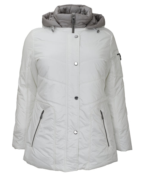 Junge Polyfill Seam Detail Jacket with Piped Zip Pockets in OffWht/Taupe