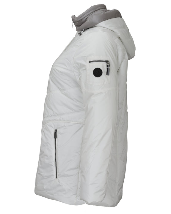 Junge Polyfill Seam Detail Jacket with Piped Zip Pockets in OffWht/Taupe