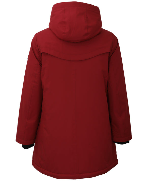 Junge Waterproof Zip Front Hooded Coat with Taped Seam in Red