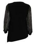 Joseph Ribkoff Mesh and Bead detail Sleeve Jersey Top in Black