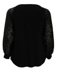 Joseph Ribkoff Jersey Top with Burnout Cuffed Sleeve in Black