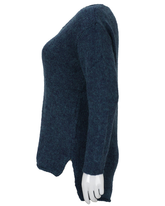 Mat V-Neck long Sleeve Sweater in Turquoise