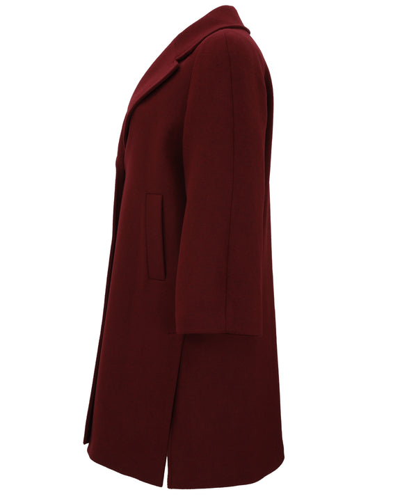 Luisa Viola Notch Lapel Button Front Coat with Deep Side Slits