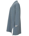 Eileen Fisher Boiled Wool High collar Coat in Blue Steel