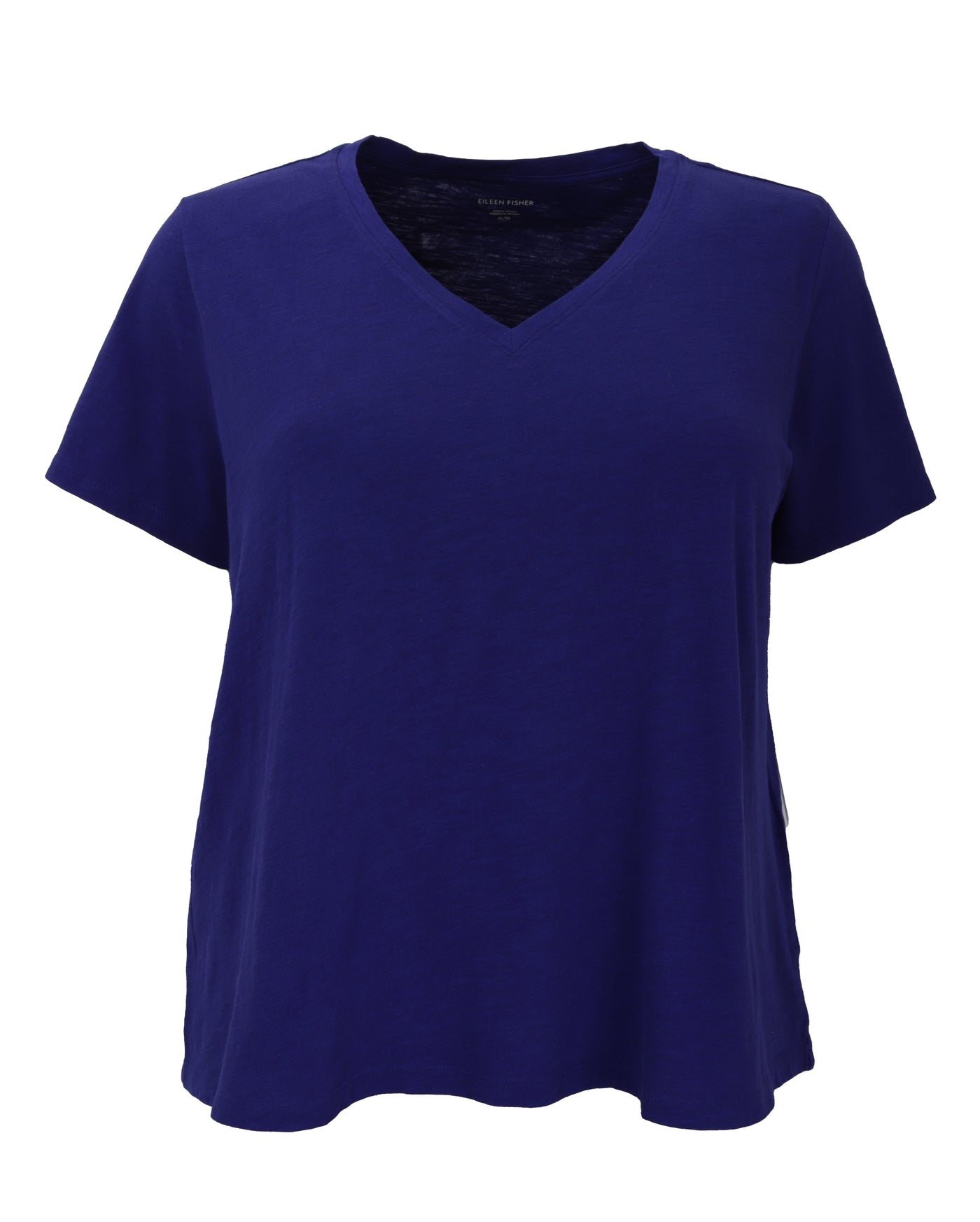 Eileen Fisher Slubby Organic Cotton Jersey V-neck Tee in Blue Violet