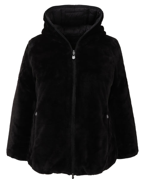 Luisa Viola Fashion Fur Zip Front Hooded Reversible Jacket