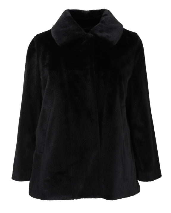Luisa Viola Faux Fur Jacket with Inside Closure in Black