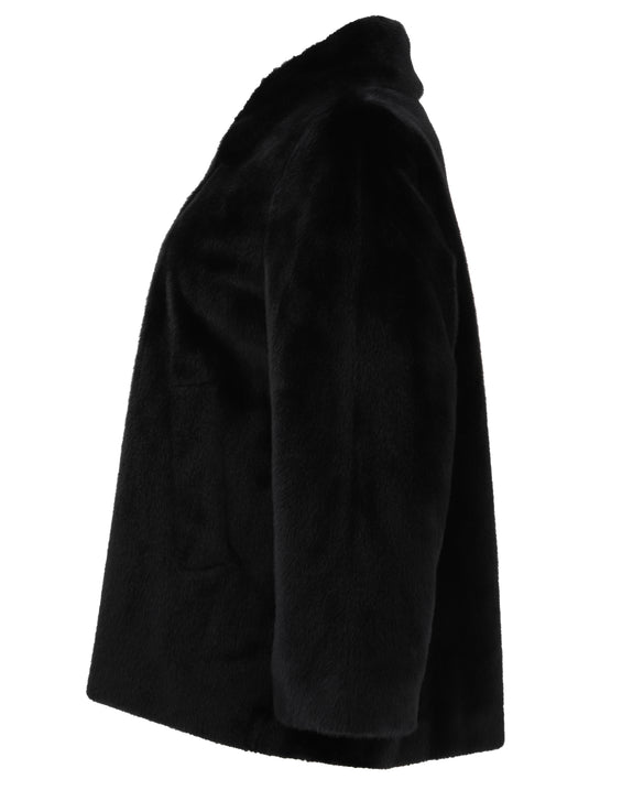 Luisa Viola Faux Fur Jacket with Inside Closure in Black