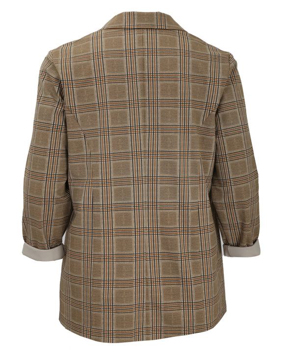 Liverpool Boyfriend Plaid Blazer in Dijon/Brown