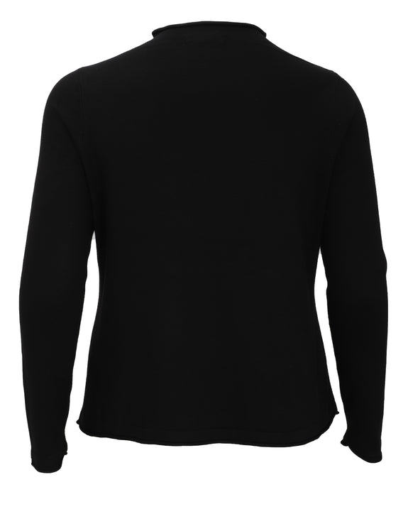 Liverpool Long Sleeve Mock Neck Rolled Hem Sweater in Black