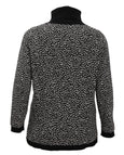 Luisa Viola Black Trimmed Print Jacquard Long Sleeve Sweater