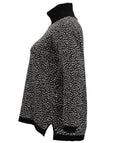 Luisa Viola Black Trimmed Print Jacquard Long Sleeve Sweater