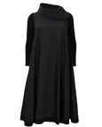 Igor Norway Long Sleeve Cowl Neck Taffeta Dress in Black