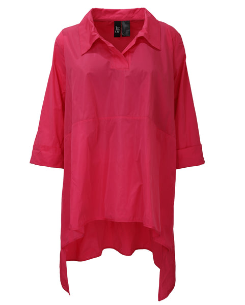 Igor Florida Hi-lo Hem Taffeta Popover Shirt in Carnation Pink
