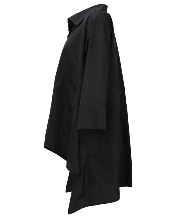Igor Florida Hi-lo Hem Taffeta Popover Shirt in Black