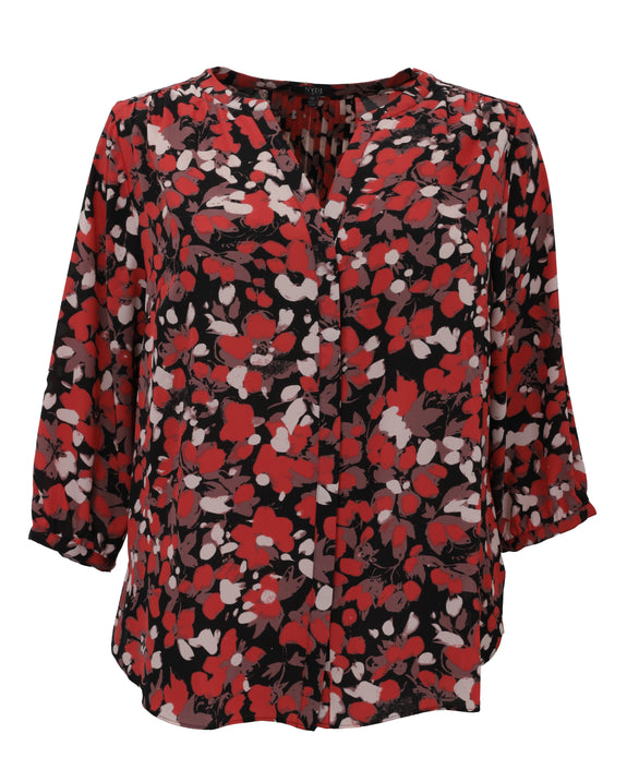 NYDJ Long Sleeve Pintuck Blouse in Lilydale Print